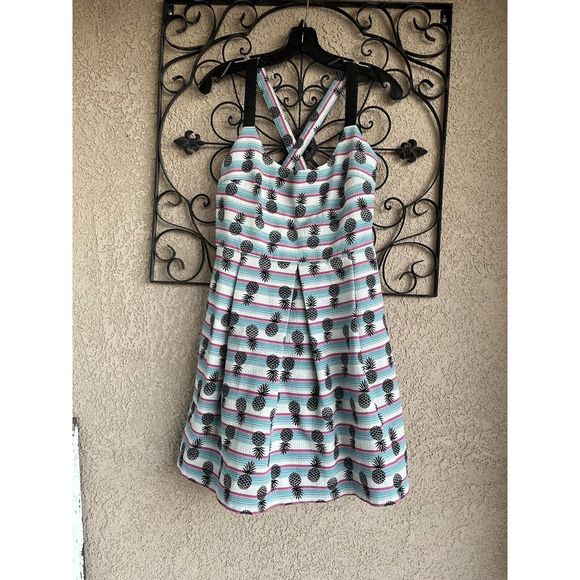 Zara Pineapple Print Dress - Size M - Multicolored - Picture 8 of 9